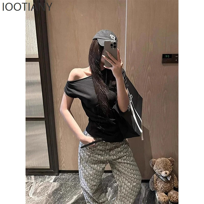 Y2k Women's Baggy Pattern Jeans Harajuku Japanese 2000s Style Grey Denim Trousers Vintage Jean Long Pants Oversize Clothes