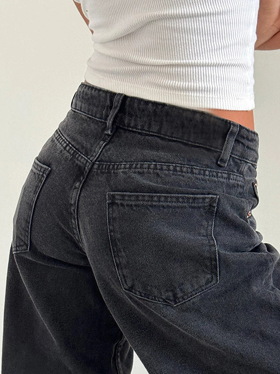 Y2K Baggy Jeans for Women Trendy Low Rise Casual Straight Leg Boyfriend Jeans Denim Pants with Pocket Streetwear