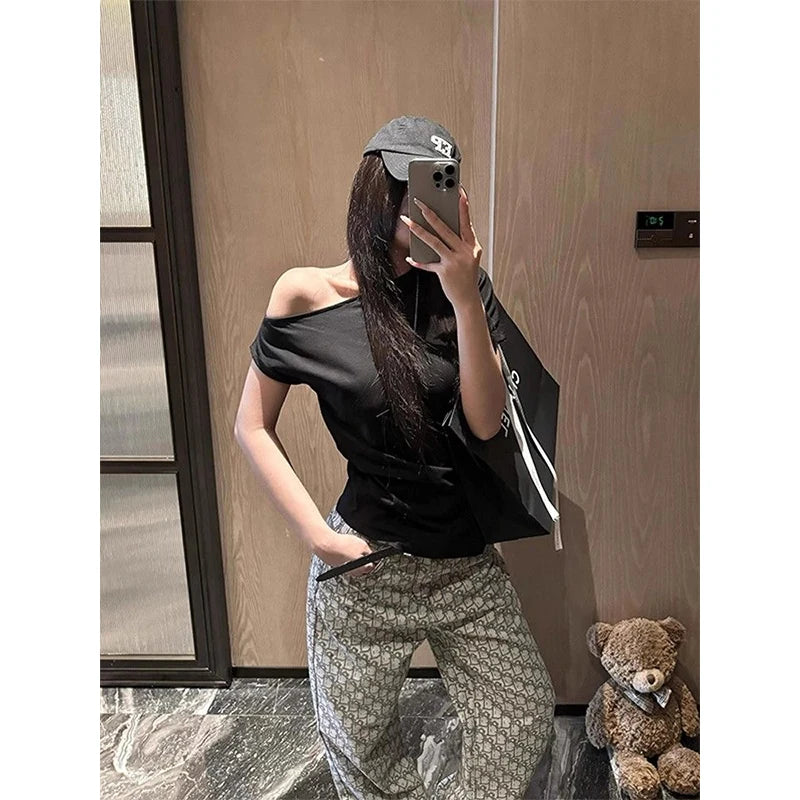 Y2k Women's Baggy Pattern Jeans Harajuku Japanese 2000s Style Grey Denim Trousers Vintage Jean Long Pants Oversize Clothes