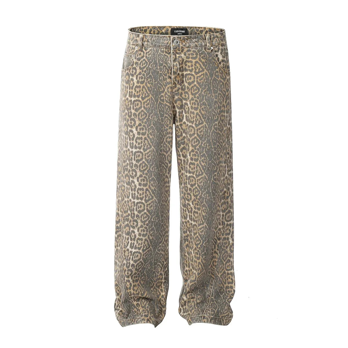 Baggy Wide Leg Jeans Women High Waisted Retro Leopard Print Straight Jeans High Street Streetwear Y2k Vintage Denim Trousers