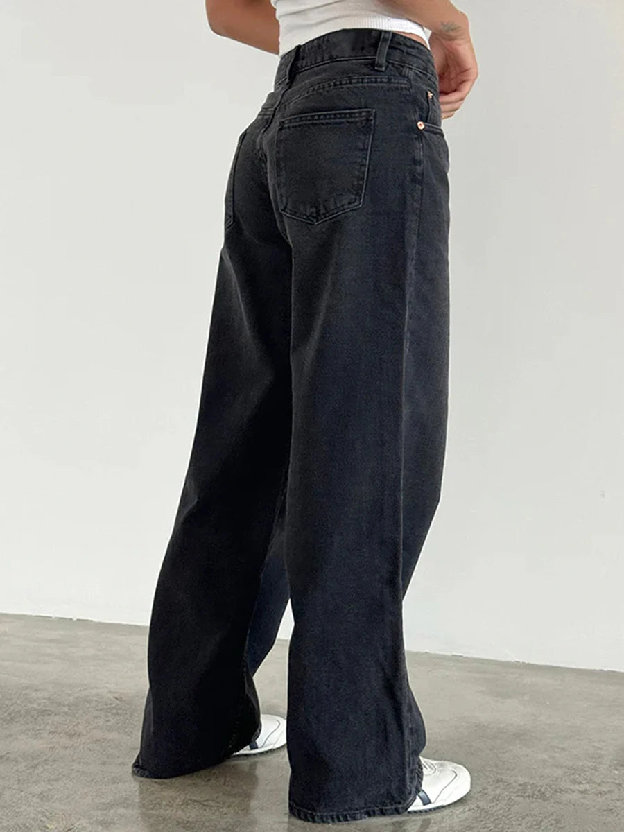Y2K Baggy Jeans for Women Trendy Low Rise Casual Straight Leg Boyfriend Jeans Denim Pants with Pocket Streetwear