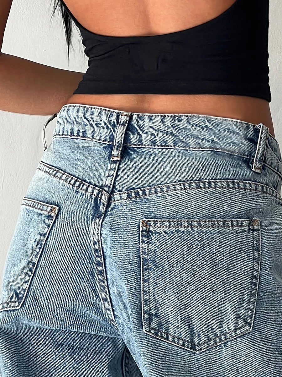 Y2K Baggy Jeans for Women Trendy Low Rise Casual Straight Leg Boyfriend Jeans Denim Pants with Pocket Streetwear