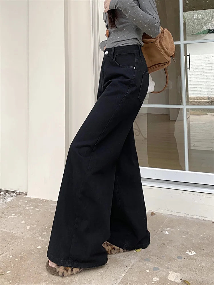 Botvotee Brown Baggy Jeans Women High Waisted Wide Leg Streetwear Y2k Fashion Black Denim Pants Beige Slouchy Jeans
